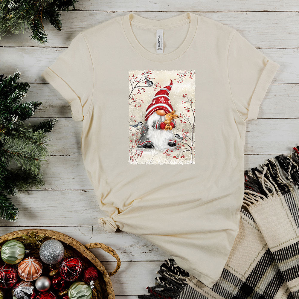 Gnome Hugging Rabbit Tee