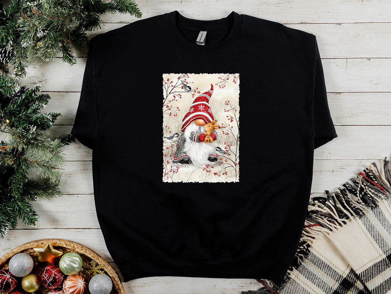 Gnome Hugging Rabbit Sweatshirt