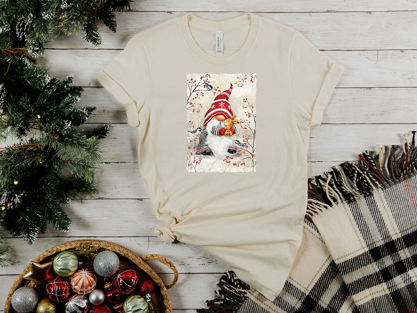 Gnome Hugging Rabbit Tee