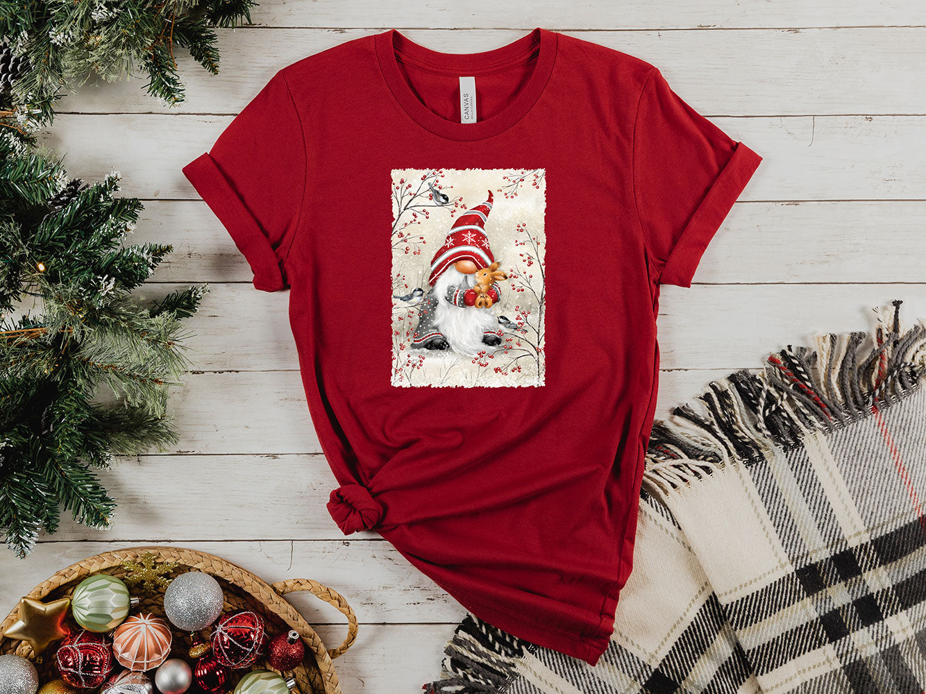 Gnome Hugging Rabbit Tee