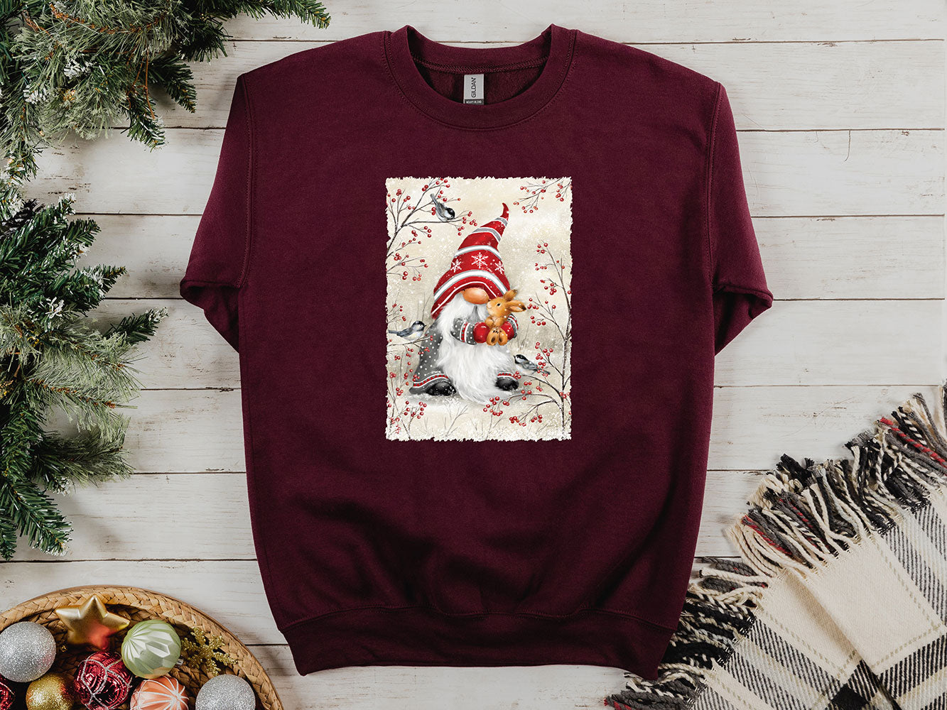 Gnome Hugging Rabbit Sweatshirt