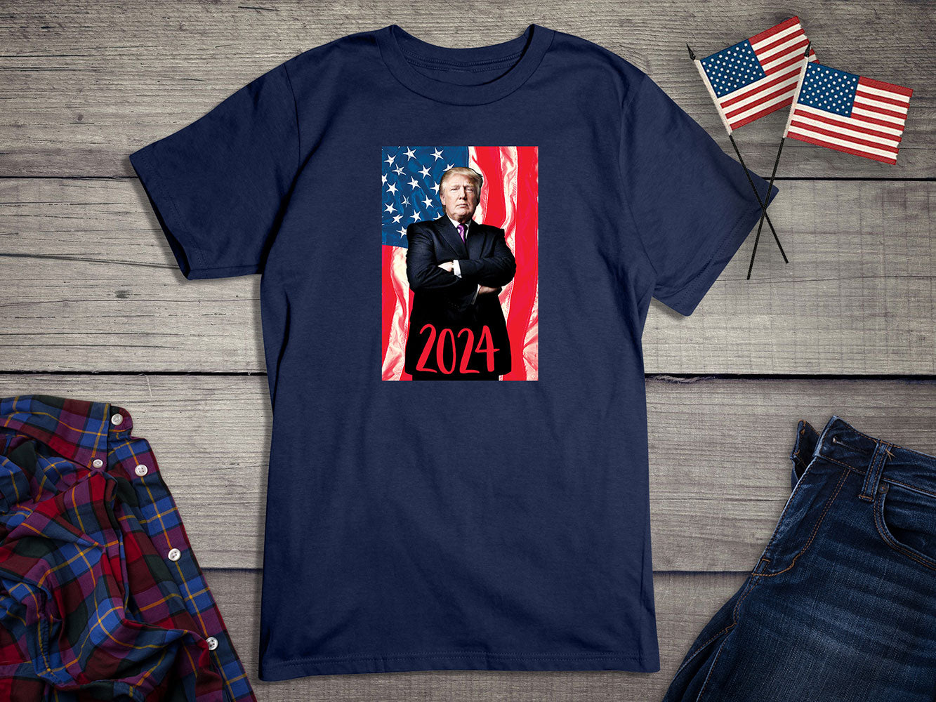 Trump Flag Pose 2024 T-Shirt