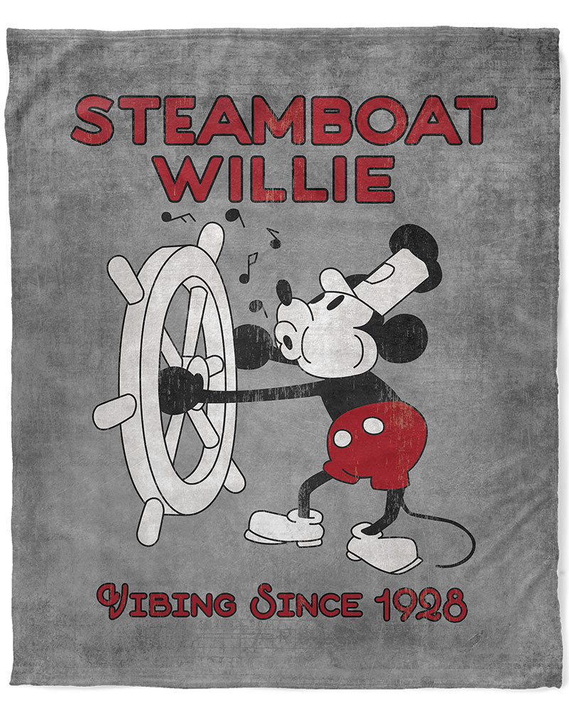 50" x 60" Steamboat Willie Vibing Plush Minky Blanket