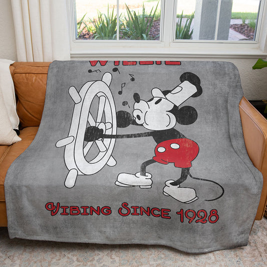 50" x 60" Steamboat Willie Vibing Plush Minky Blanket