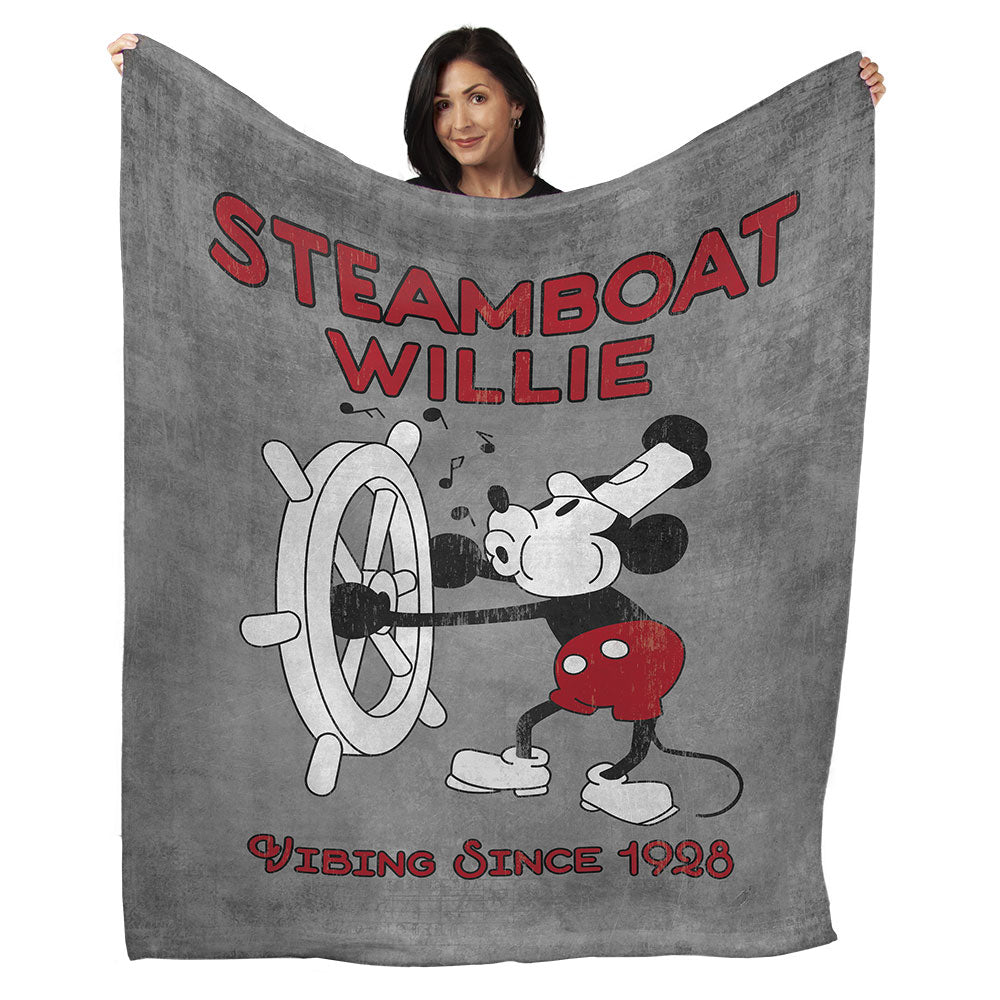 50" x 60" Steamboat Willie Vibing Plush Minky Blanket