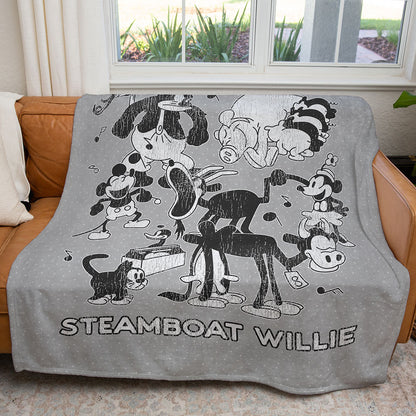 50" x 60" Steamboat Willie Timeless Classic Plush Minky Blanket