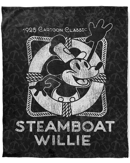 50" x 60" Steamboat Willie Vintage Life Preserver Plush Minky Blanket