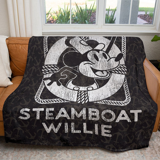 50" x 60" Steamboat Willie Vintage Life Preserver Plush Minky Blanket