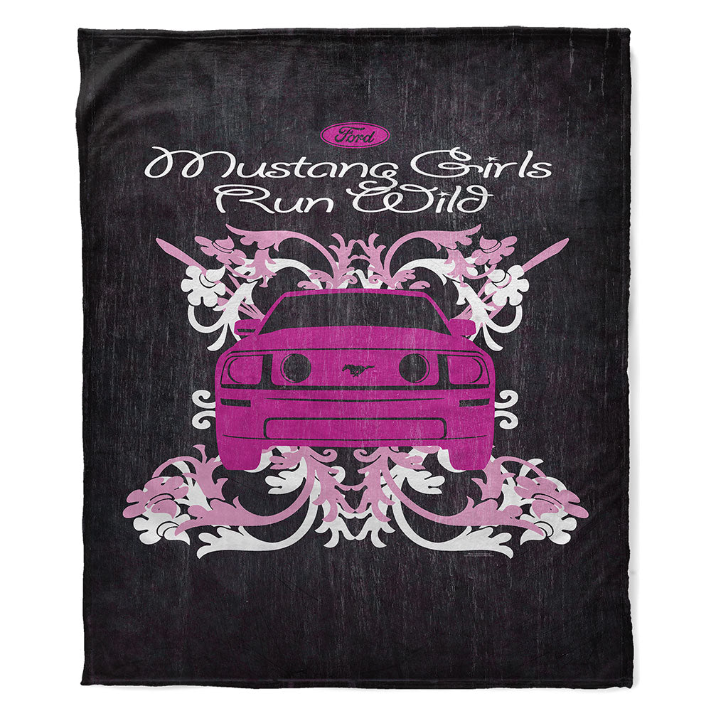 50" x 60" Mustang Girls Plush Minky Blanket