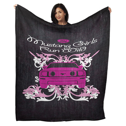 50" x 60" Mustang Girls Plush Minky Blanket