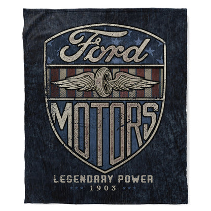 50" x 60" Vintage Ford Motors Plush Minky Blanket