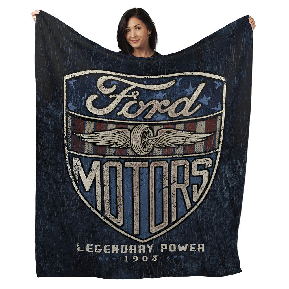 50" x 60" Vintage Ford Motors Plush Minky Blanket