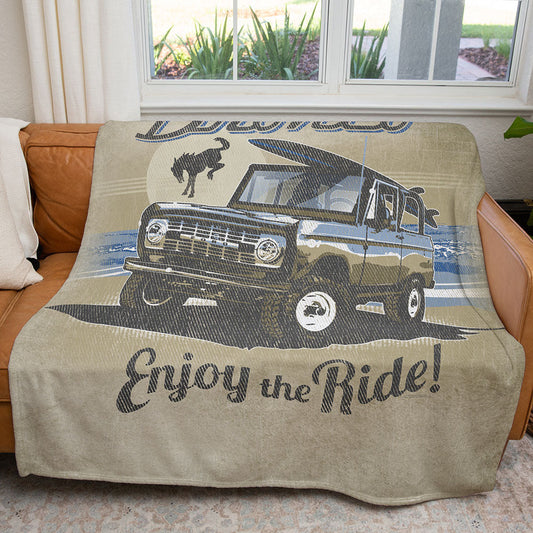 50" x 60" Bronco Enjoy The Ride Plush Minky Blanket