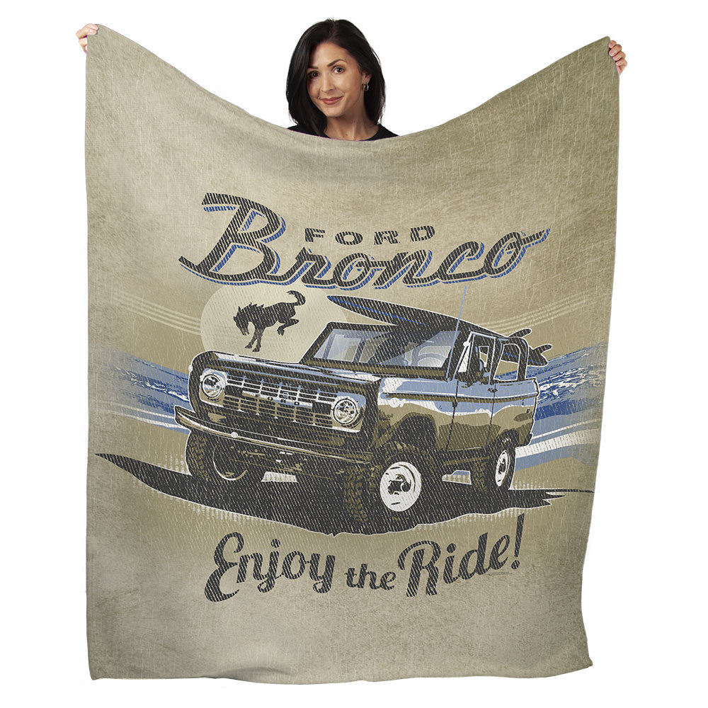 50" x 60" Bronco Enjoy The Ride Plush Minky Blanket