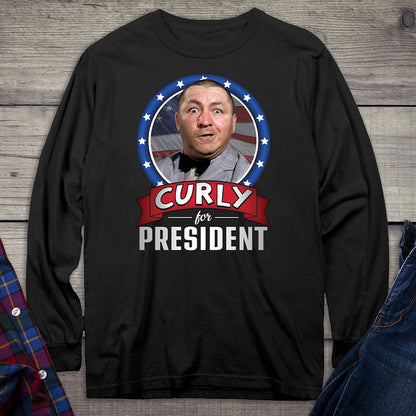 Curly For President Long Sleeve Tee