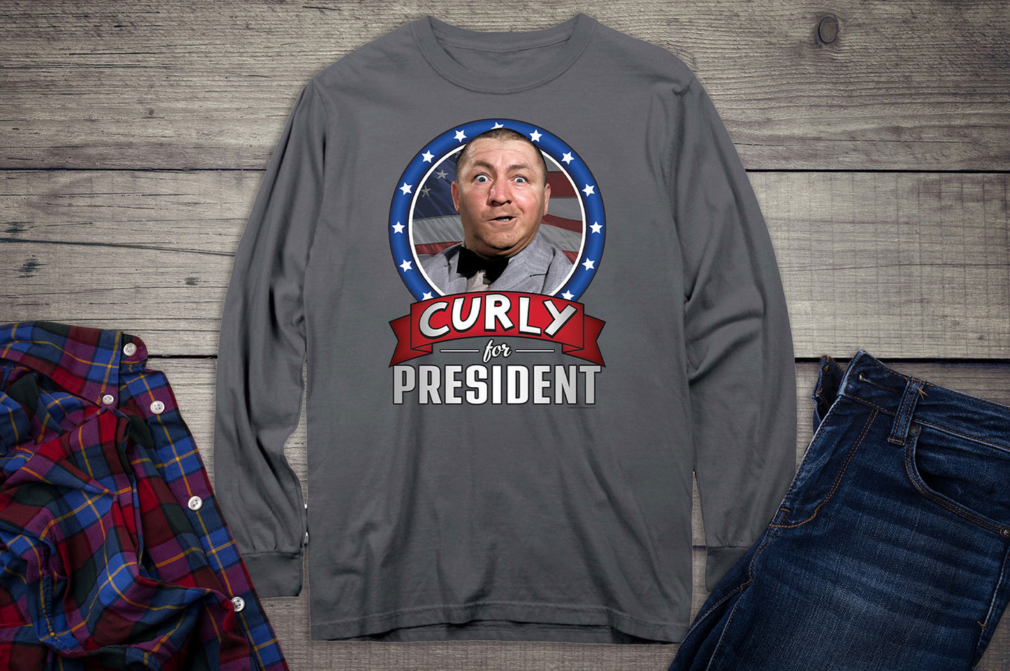 Curly For President Long Sleeve Tee