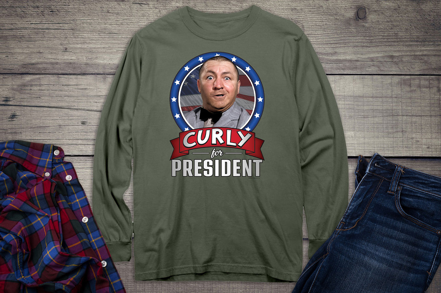 Curly For President Long Sleeve Tee