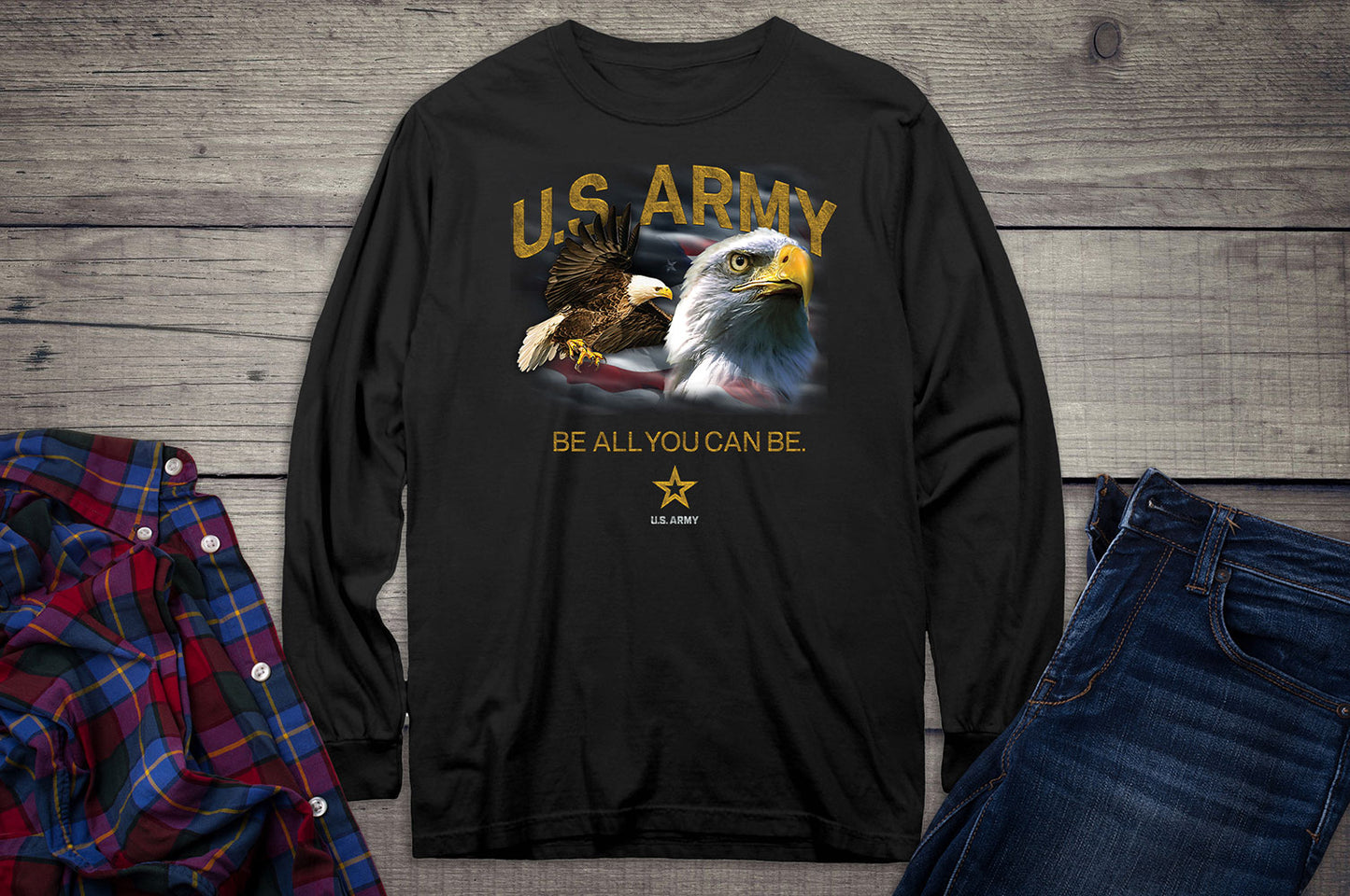 United States Army Eagles Flag Long Sleeve Shirt