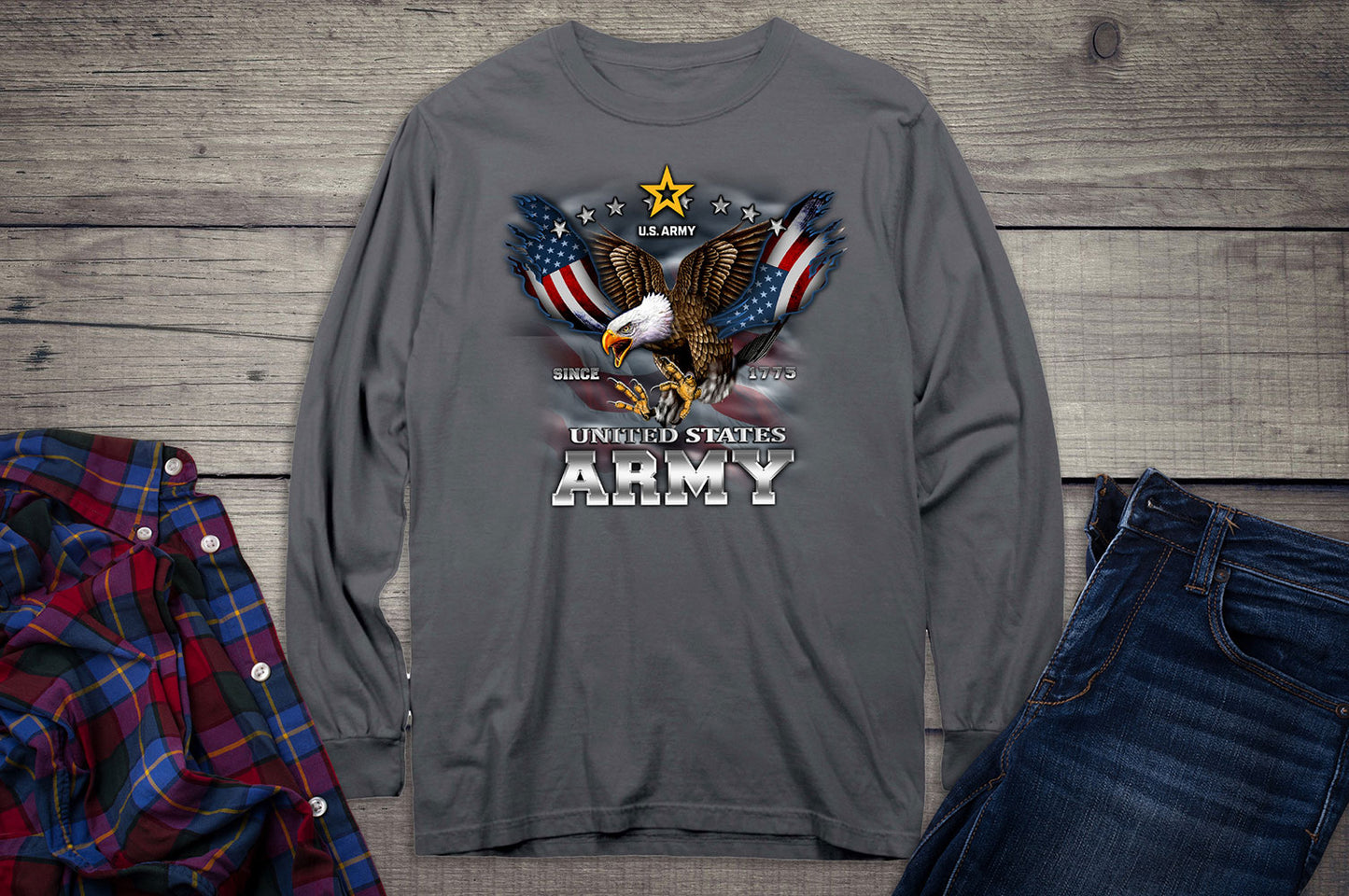 United States Army Eagle & Flag Long Sleeve Shirt