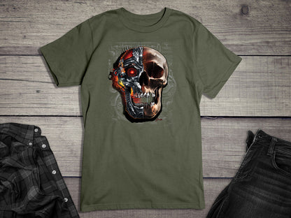 Glowing Cyborg Skull T-Shirt