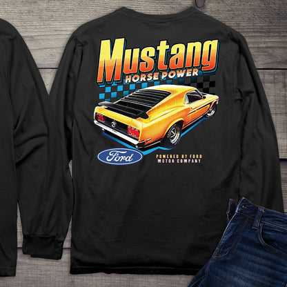 Ford Motor Company, Yellow Mustang Horsepower Long Sleeve Shirt