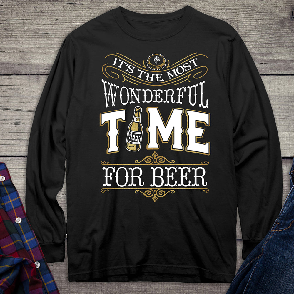 Wonderful Time For A Beer Metallic Long Sleeve Shirt