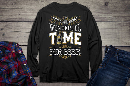 Wonderful Time For A Beer Metallic Long Sleeve Shirt