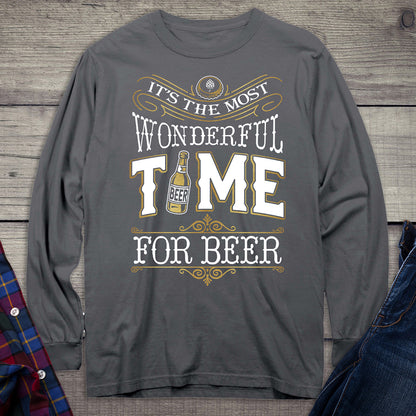 Wonderful Time For A Beer Metallic Long Sleeve Shirt