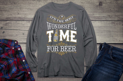 Wonderful Time For A Beer Metallic Long Sleeve Shirt