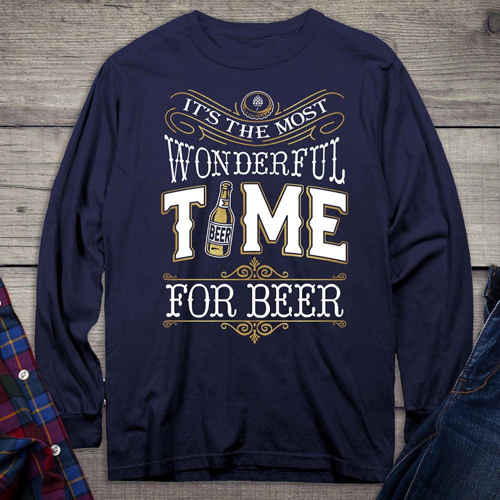 Wonderful Time For A Beer Metallic Long Sleeve Shirt