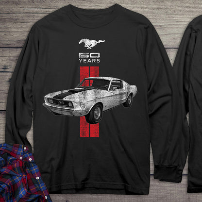 Ford Motor Company, Mustang 50 Years, Red Long Sleeve Shirt