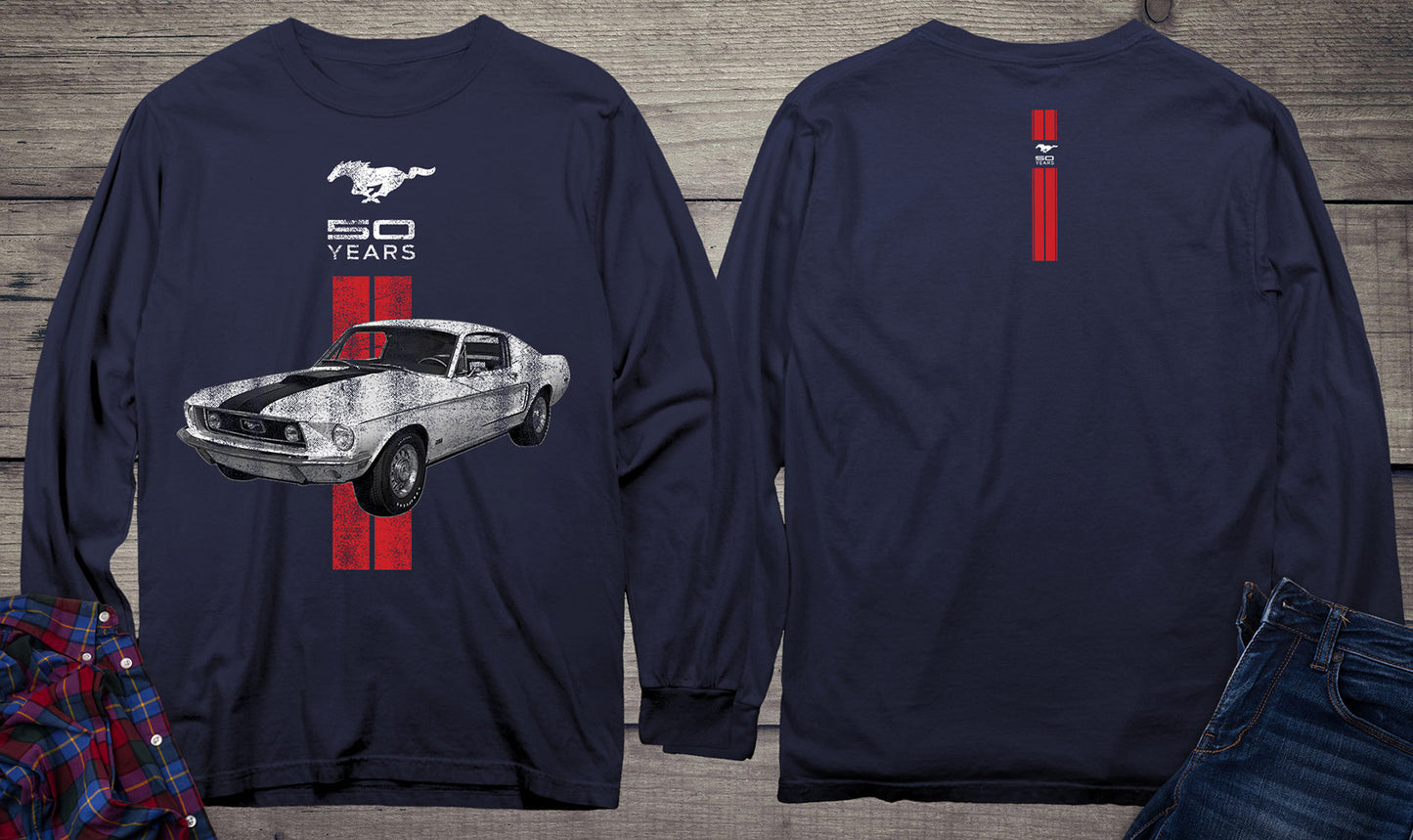 Ford Motor Company, Mustang 50 Years, Red Long Sleeve Shirt