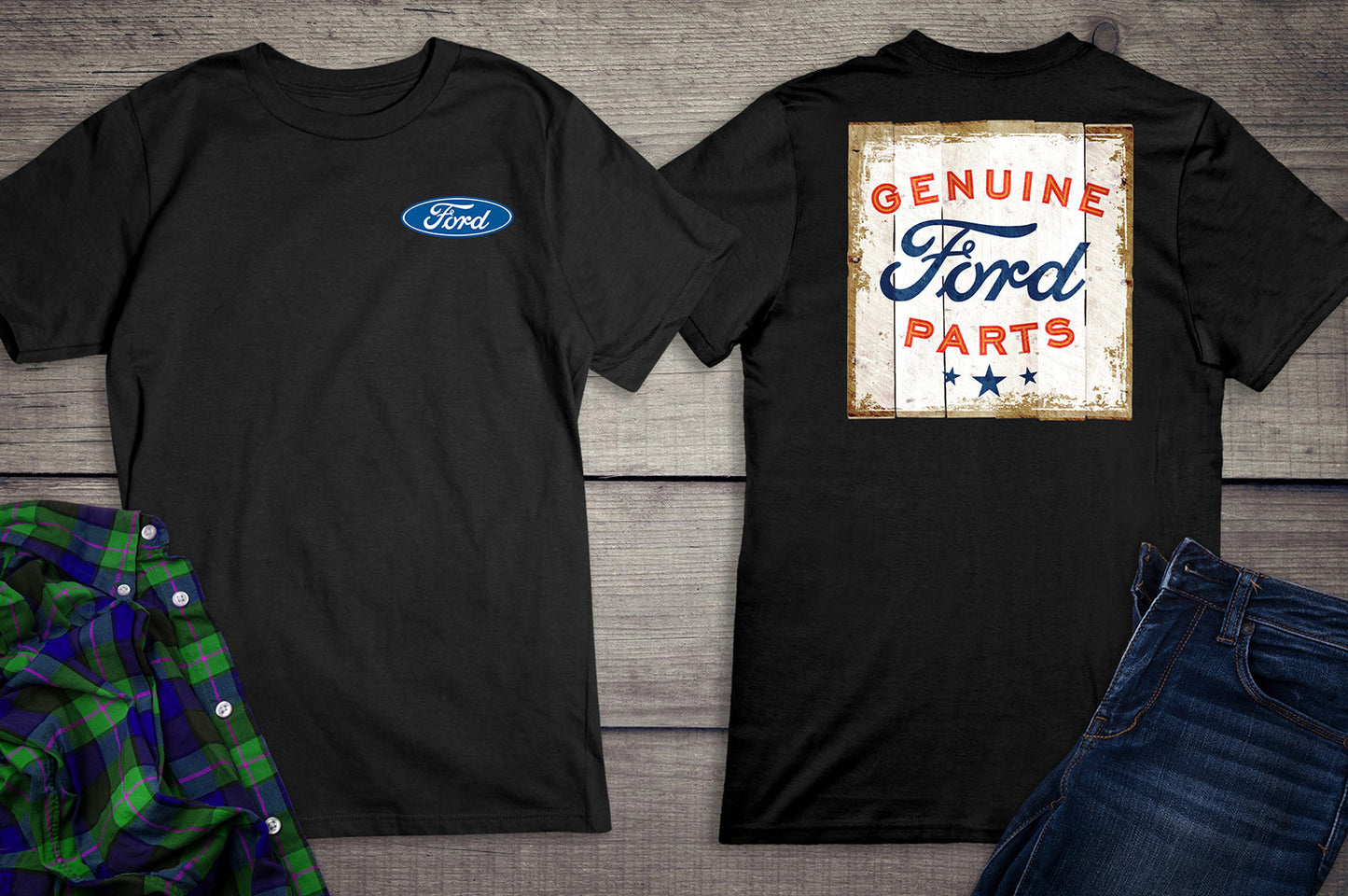 Ford Motor Company, Genuine Ford Parts Logo Distressed Sign T-Shirt