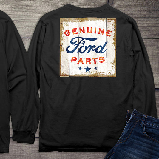 Ford Motor Company, Genuine Ford Parts Logo Distressed Sign Long Sleeve Shirt