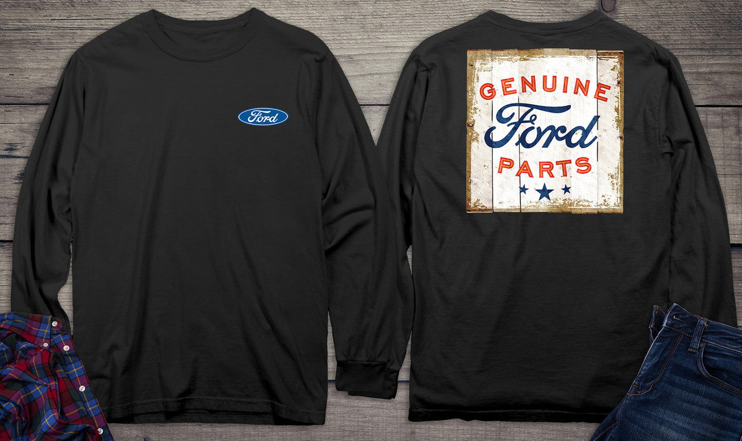 Ford Motor Company, Genuine Ford Parts Logo Distressed Sign Long Sleeve Shirt