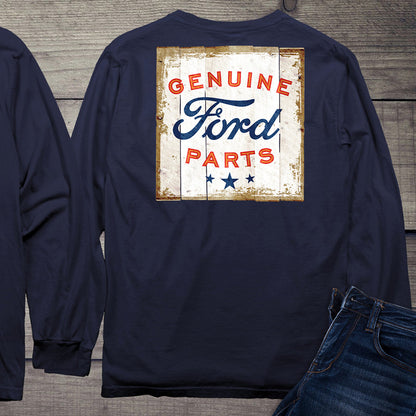 Ford Motor Company, Genuine Ford Parts Logo Distressed Sign Long Sleeve Shirt