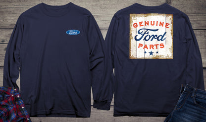 Ford Motor Company, Genuine Ford Parts Logo Distressed Sign Long Sleeve Shirt