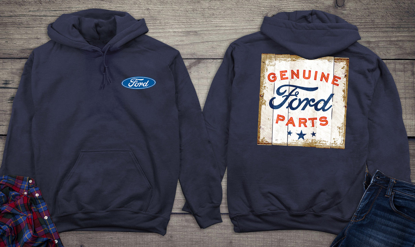 Ford Motor Company, Genuine Ford Parts Logo Distressed Sign Hoodie