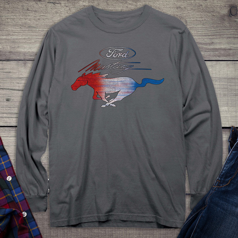 Ford Motor Company, Red, White & Blue Mustang Long Sleeve Shirt