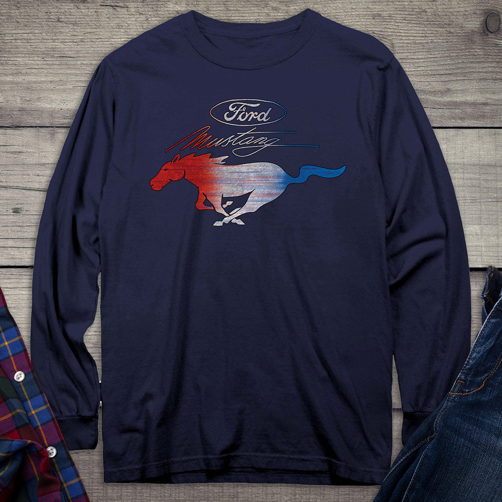 Ford Motor Company, Red, White & Blue Mustang Long Sleeve Shirt