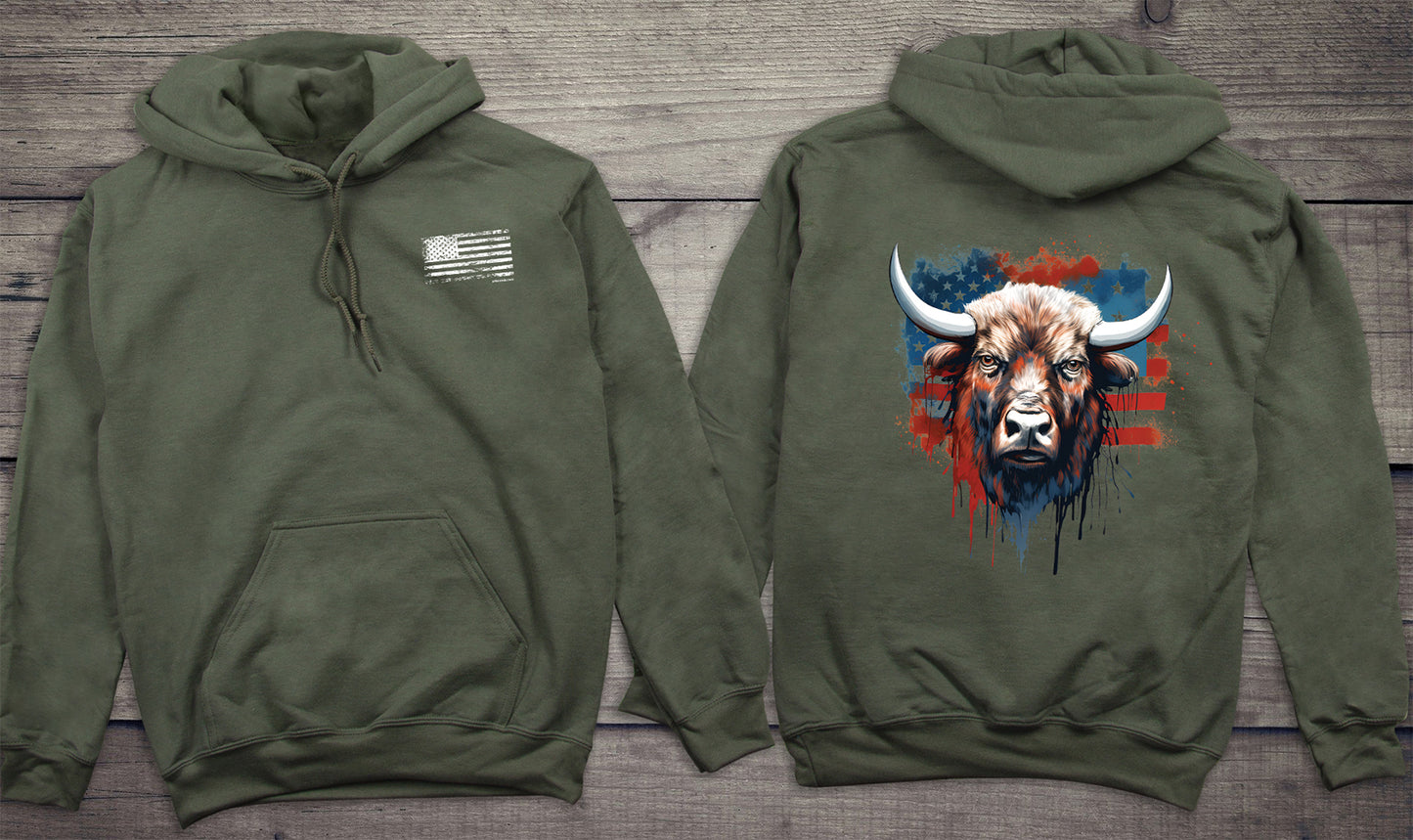 Bison Flag With Crest Hoodie