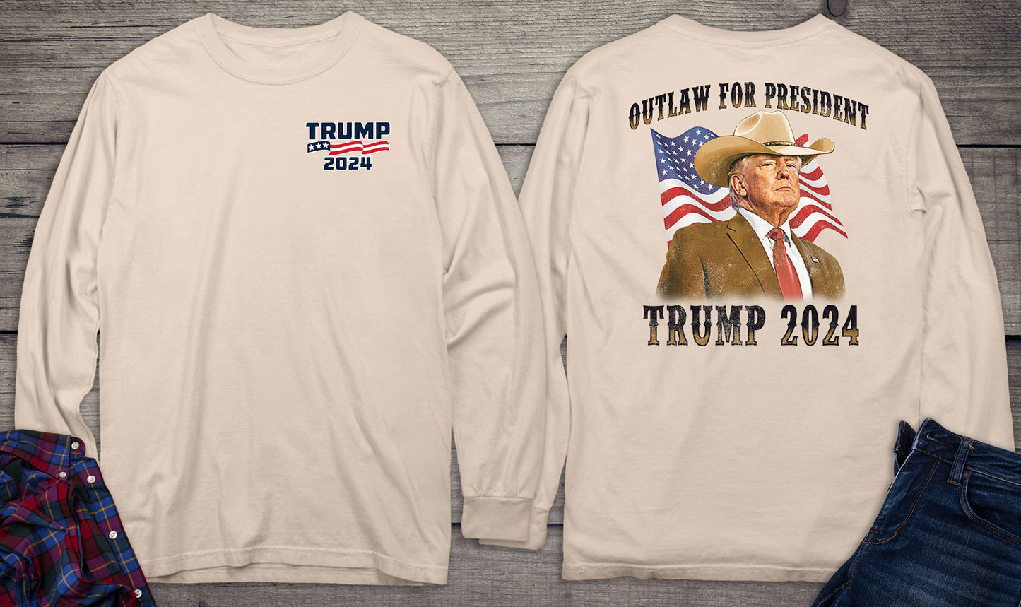 Outlaw For President With Crest Long Sleeve Tee