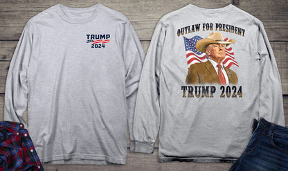 Outlaw For President With Crest Long Sleeve Tee