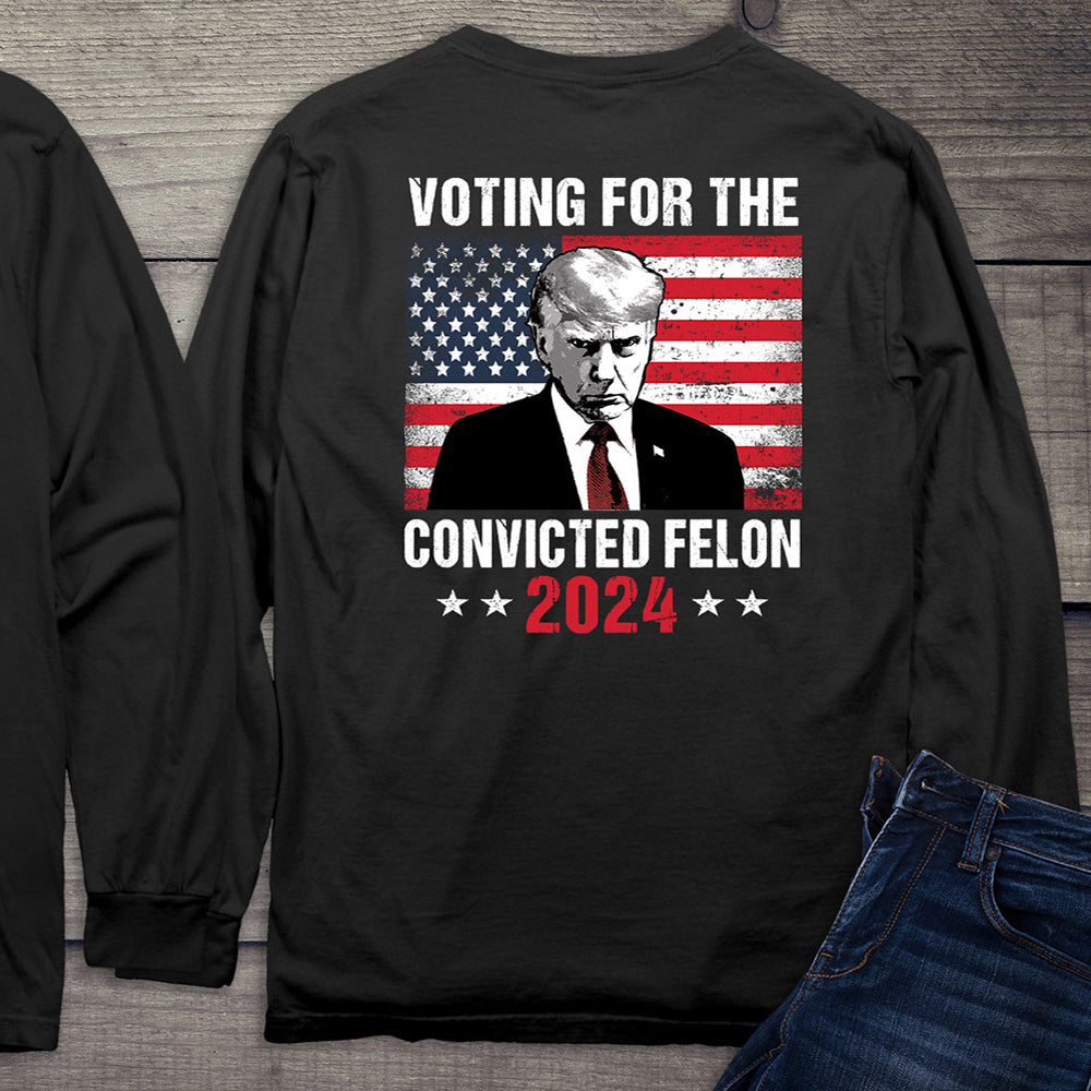 Voting For The Felon With Crest Long Sleeve Tee