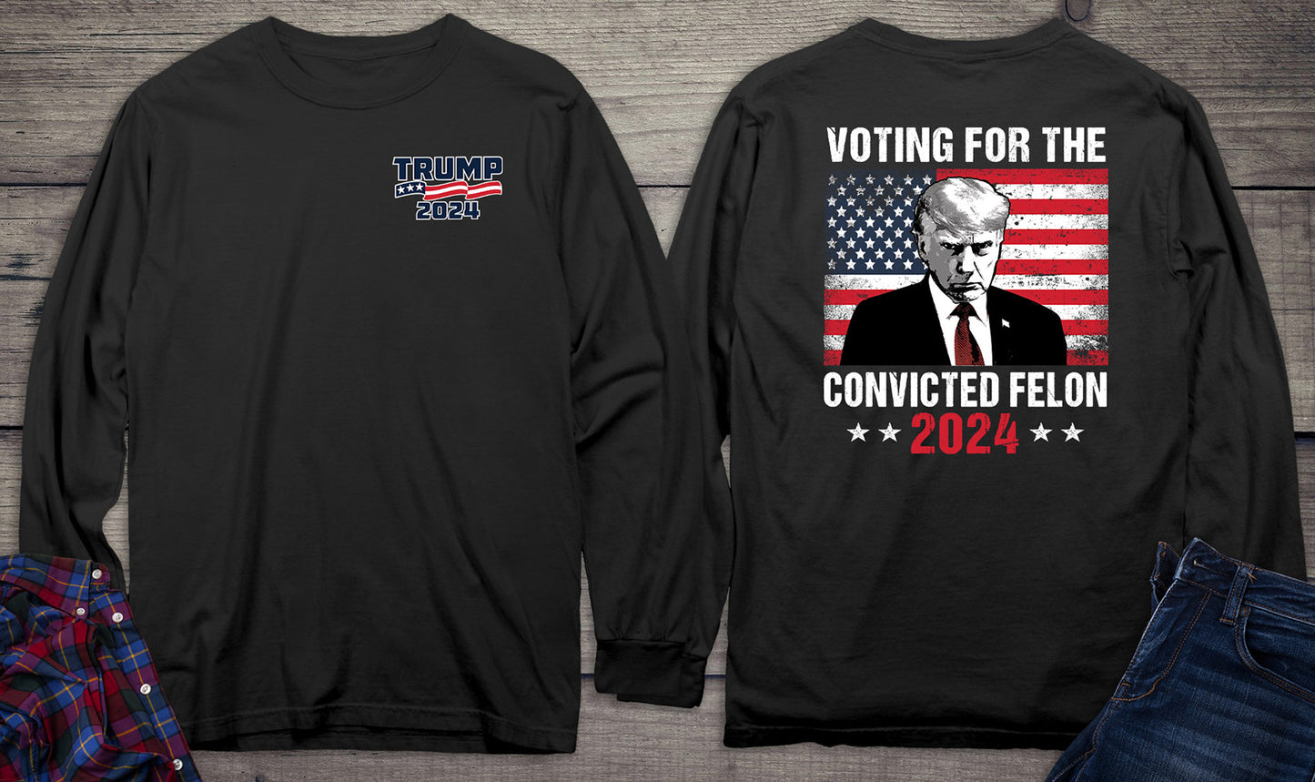 Voting For The Felon With Crest Long Sleeve Tee