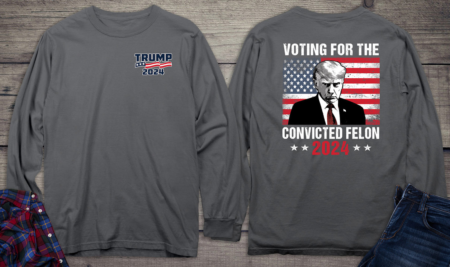 Voting For The Felon With Crest Long Sleeve Tee