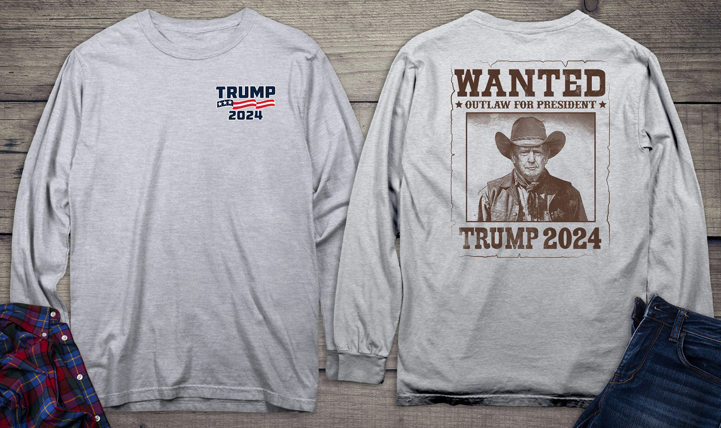 Wanted Outlaw Trump With Crest Long Sleeve Tee