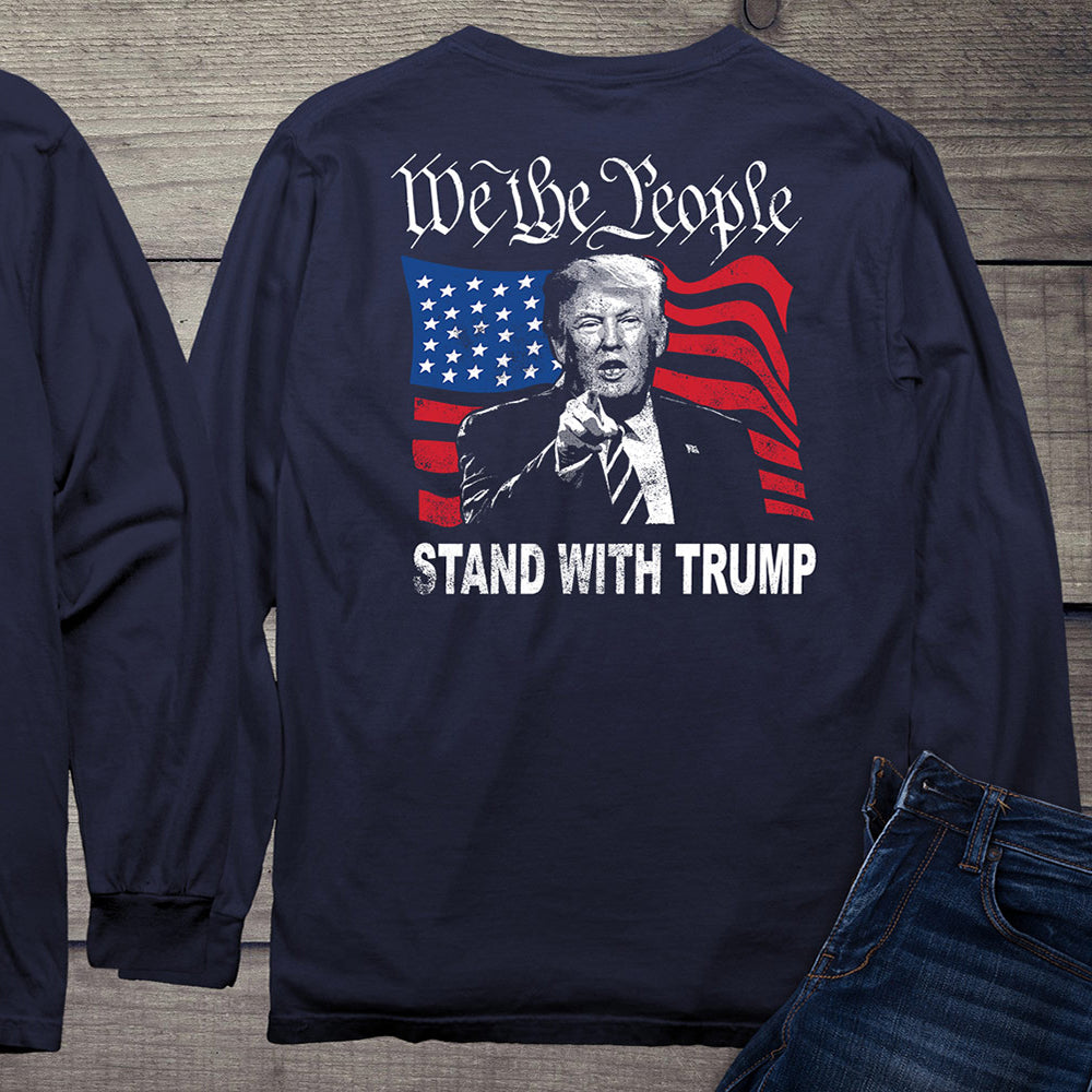 We The People Trump With Crest Long Sleeve Tee