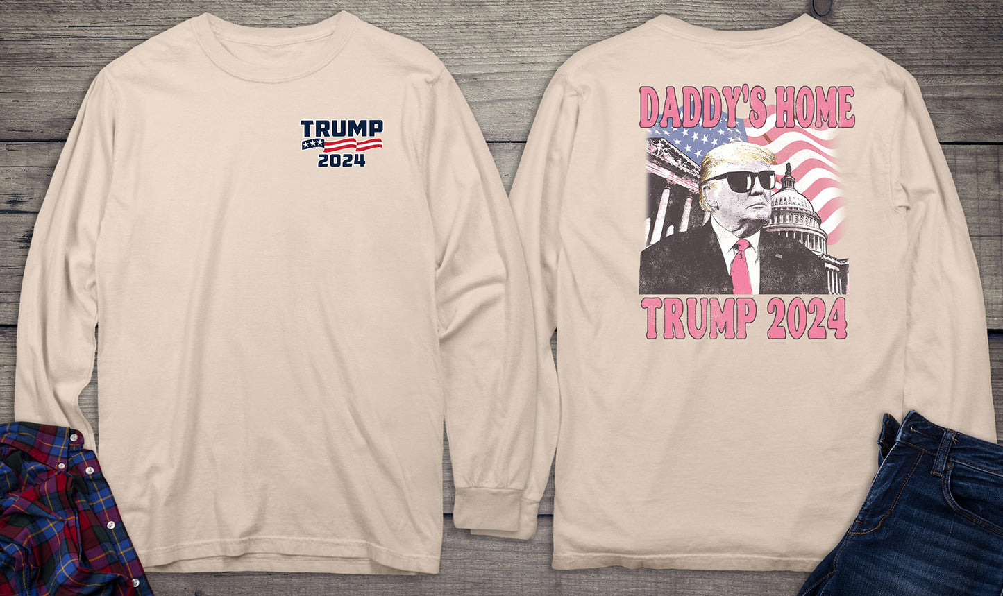 Daddys Home Trump With Crest Long Sleeve Tee