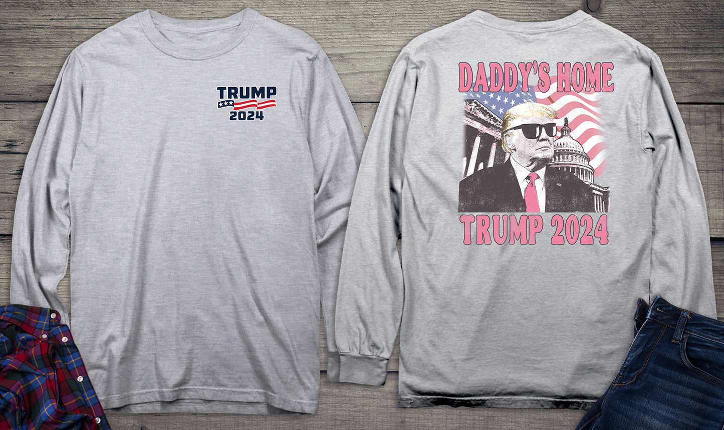 Daddys Home Trump With Crest Long Sleeve Tee